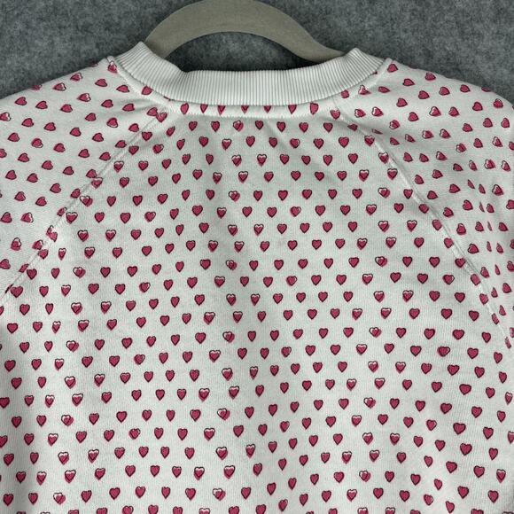 Roller Rabbit Sweatshirt Womens XS Pink Heart Print Organic Crewneck Casual FLAW - Picture 10 of 12